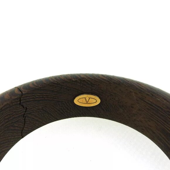 VALENTINO GARAVANI bangle Wood Wood ?~ gold metal fittings Authentic used C3910 - Picture 7 of 8